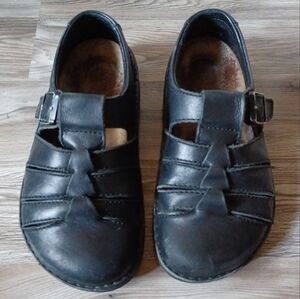 Birkenstock Footprints Merced Fisherman Leather Black Sandals 36 (US 5/5.5)